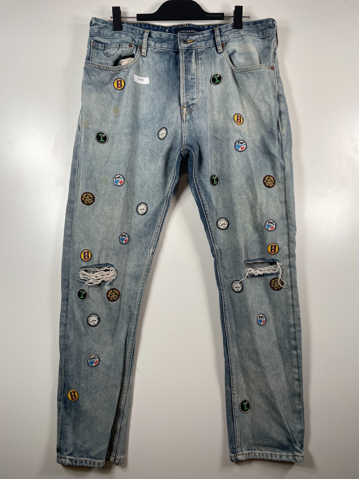 ダメージジーンズ SCOTCH&SODA Scotch & Soda Mens Patchwork Dean Jeans Loose Tapered Leg