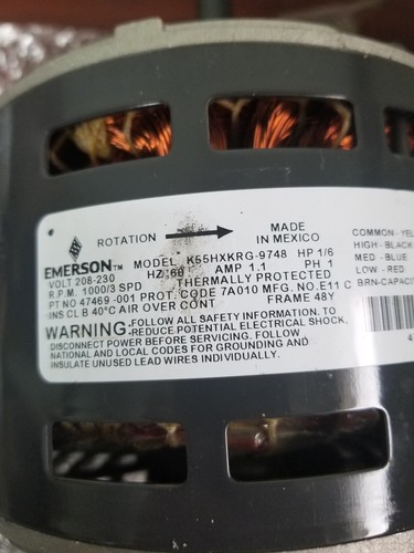 Emerson K55HXKRG-9748 Motor 1.1AMP 208-230V HP 1/6