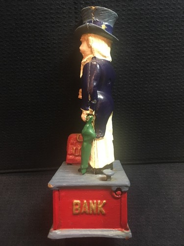 Vintage Cast Iron Uncle Sam Mechanical Bank