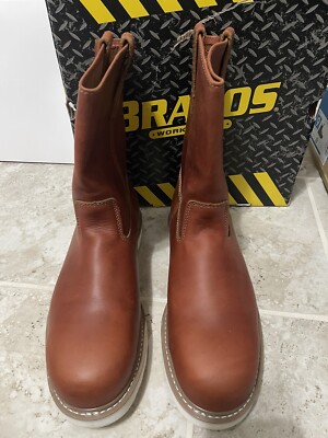 Brazos Work Boot Wellington Wedge Composite Toe Protection (Size 11 Medium).