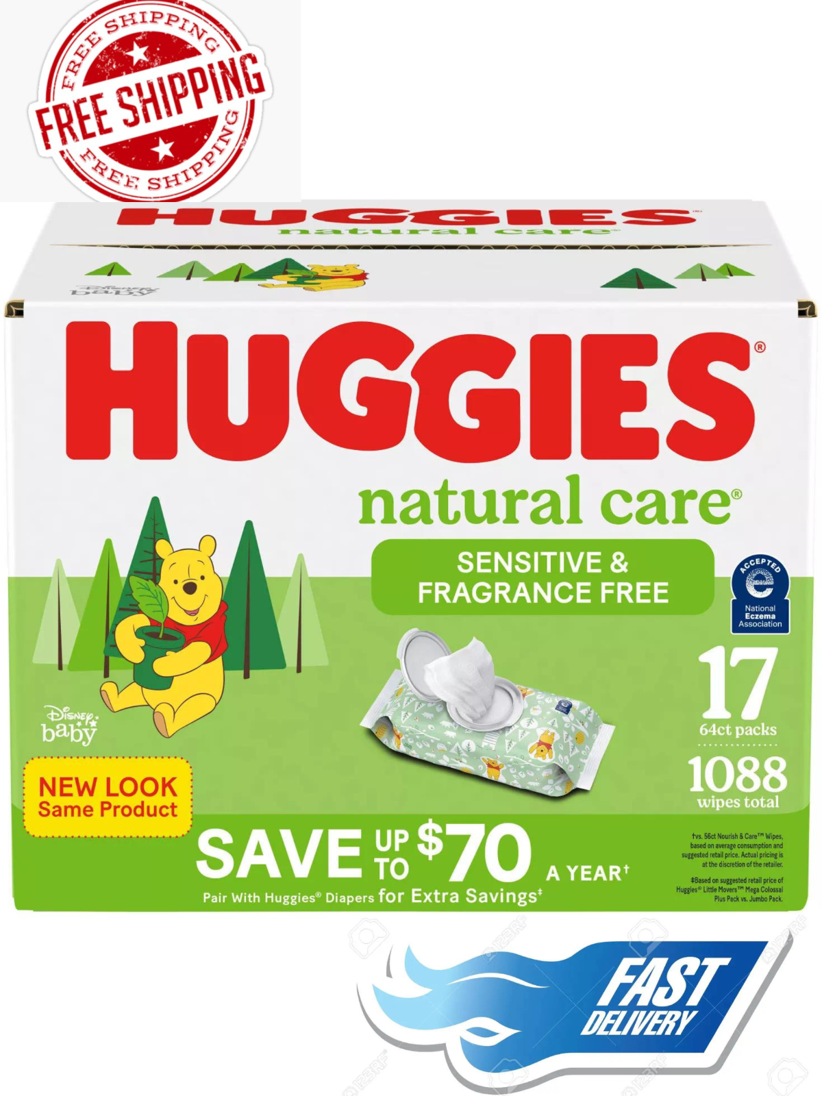 Huggies Natural Care Sensitive Baby Wipe Refill Fragrance Fr