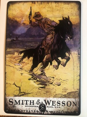 Smith & Wesson Firearms  8''x 12''  Tin Sign Gun Memorabilia