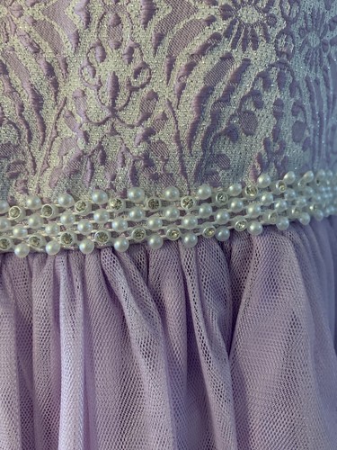 Bonnie Jean Girls Dress Size 16 Lavender Easter Formal Pearl Rhinestone