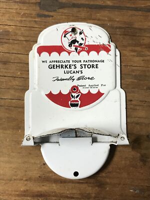 Vintage GEHRKE S STORE LUCAN Metal Towel Holder Vintage Advertising MINNESOTA MN