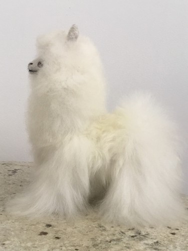 Baby Alpaca Fur Stuffed,  White Handmade From Ecuador. Approx. 11”H x 9”D x 4”W