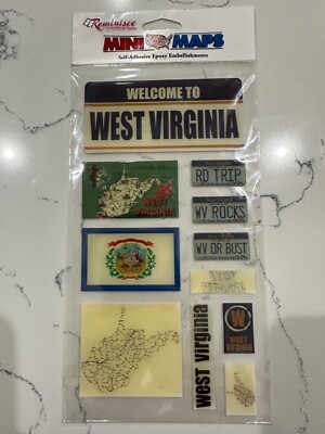 Reminisce Mini Maps West Virginia Self Adhesive Epoxy Embellishments 3-D Sticker