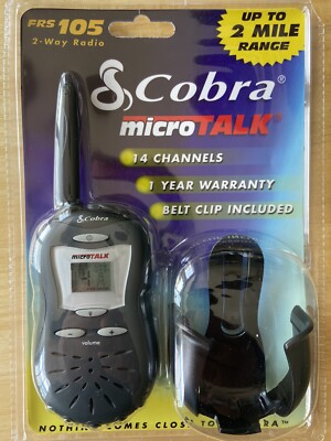 NEW! Cobra microTALK FRS 105 Two Way Radio 4-Channel Walkie Talkie w/ Belt Clip