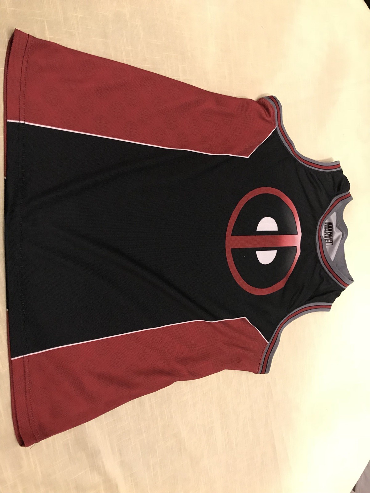 MENS MARVEL DEADPOOL TANK TOP MESH JERSEY #91 SZ M (38-40)
