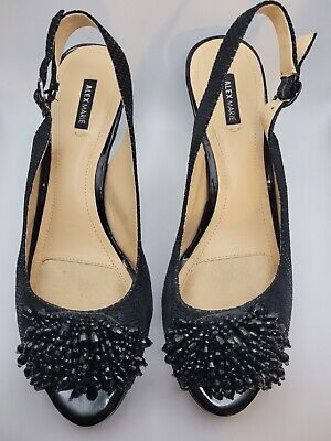Alex Marie Size 8.5 M Shoes Marla Black Beaded Slingback Party Holiday Open Toe