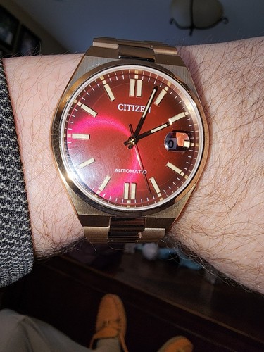 Citizen NJ0153-82X Automatic Red Dial Gold Tone Stainless