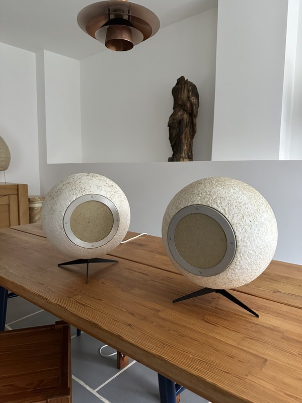 Paire Enceintes Elipson As30 Design 1969 / Staff Tripode / Tbe 35cm Fonctionne