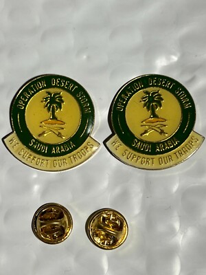 US OPERATION DESERT STORM SAUDI ARABIA WE SUPPORT OUR TROOPS HAT PIN 2 EA