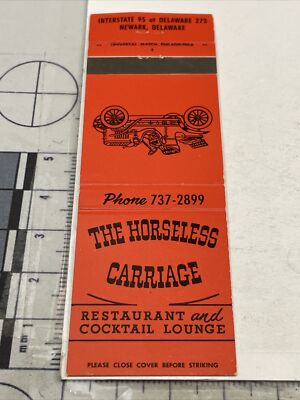 Matchbook Cover The Horseless Carriage Restaurant  Newark, DE  gmg  Unstruck
