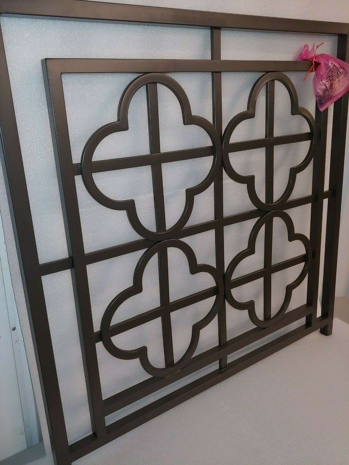 Twin Size Bed Headboard Quatrefoil Design Metal
