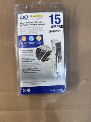 Square D Q0115PDFC 1-Pole 15-Amp 120v Plug-In DUAL FUNCTION PLUG NEUTRAL BOX32