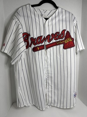 Majestic Atlanta Braves White Pinstripe Jersey USA Made | XL