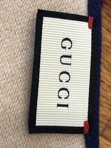 Pre-owned Gucci $450 Authentic  Jacquard Um Scarf Mens Blue Sapphire Red 35 X 180