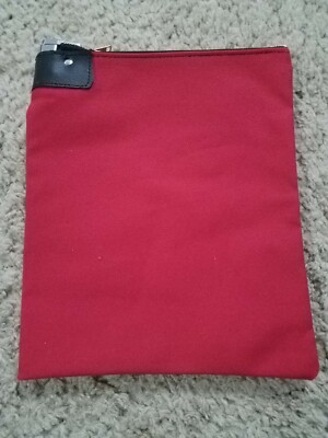 1 Dark Red Canvas Locking Bank Deposit Bag with Deluxe Pop Up Lock and 2 Keys 