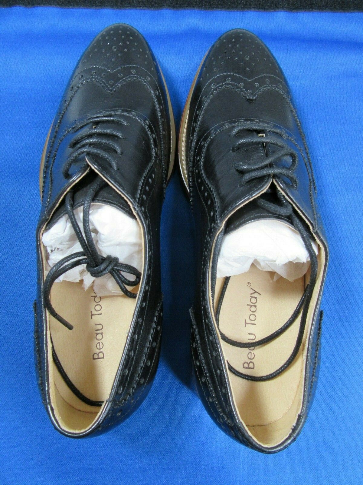Black Leather Oxfords Shoes Black 