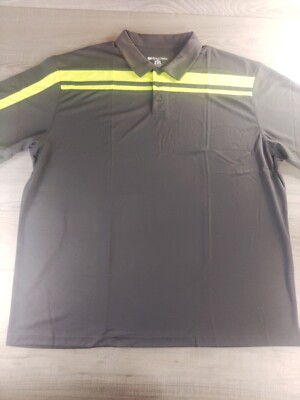 Holloway New Mens Short Sleeve 3 Button Polyester Polo Shirt gray/Yellow 2xl 