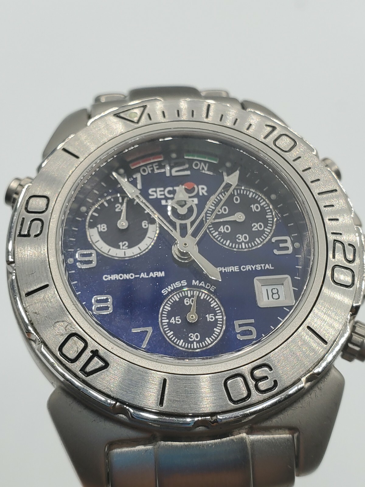 SECTOR 450 SECTOR WATCH CHRONO SEC ALARM BLUE DIAL SAPPHIRE CRYSTAL 100MTS WR