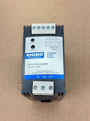 RHINO PSP12-DC24-5 DC to DC converter, 18-75 VDC input, 12 VDC output, 5A, 60W