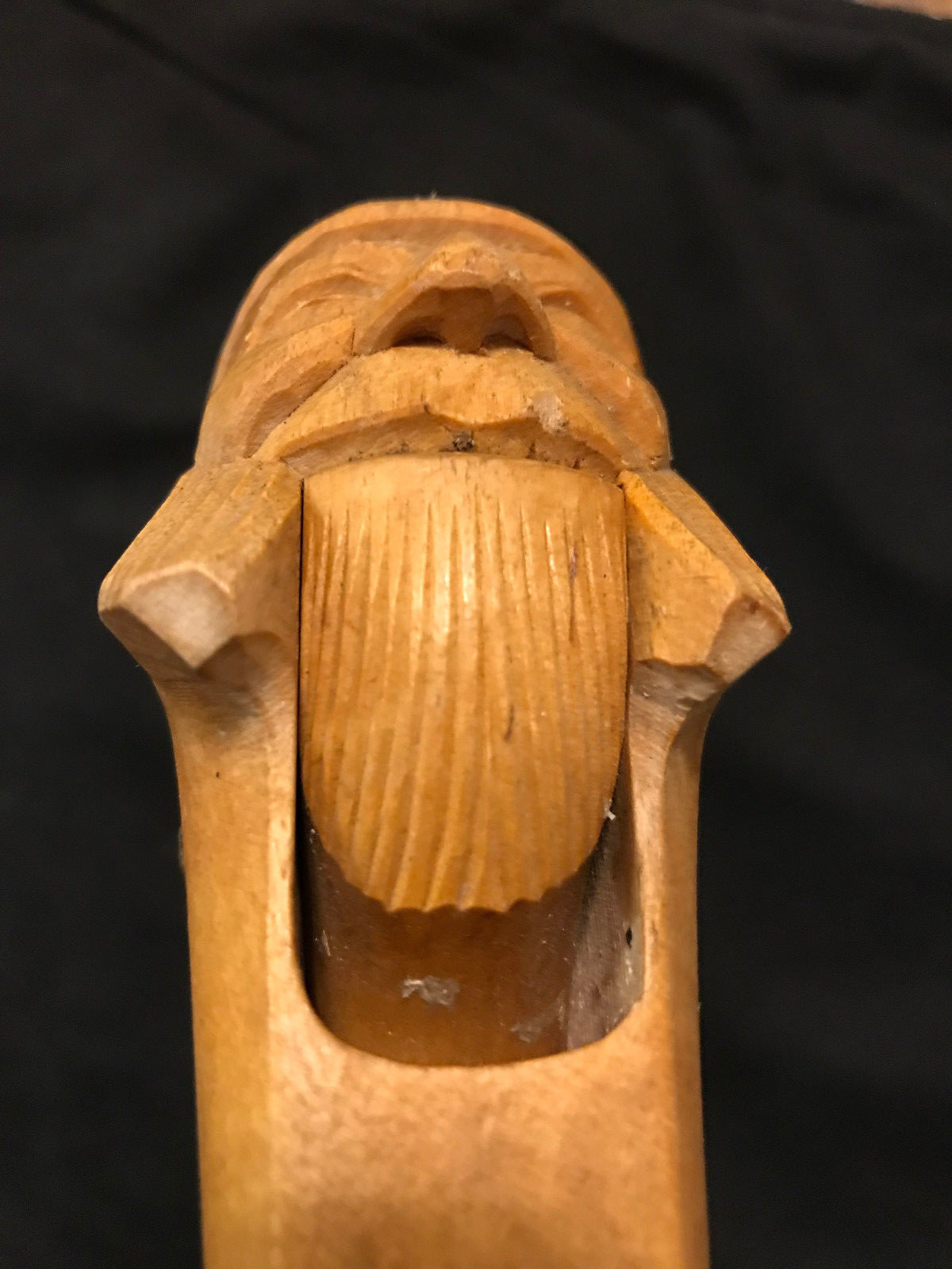 Vintage Hand Carved Wood Man Hat Teeth Nutcracker German? 6 1/2