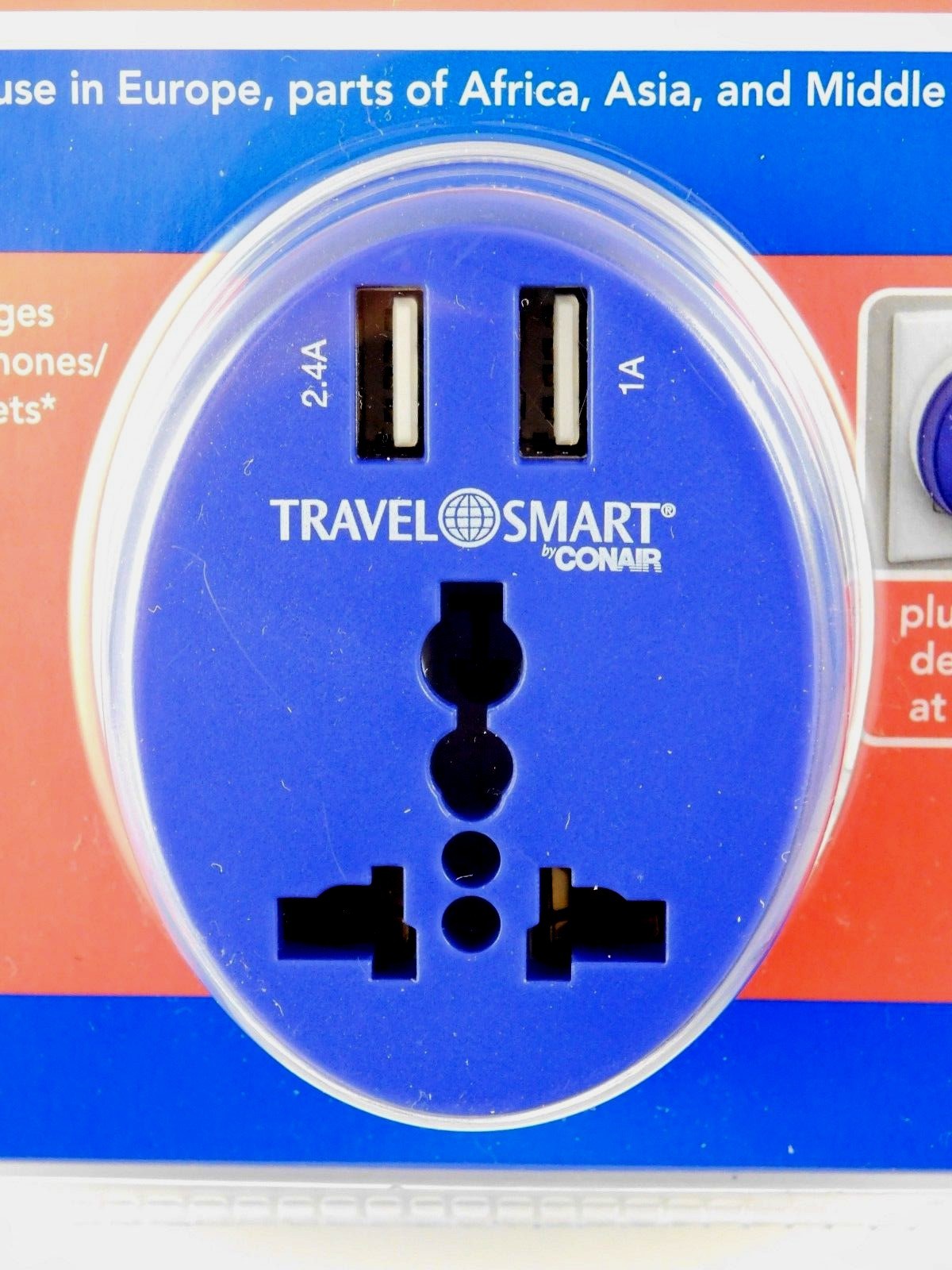 Conair Travel Smart Adapter Plug with 2 USB Ports - Europe Africa & Middle East