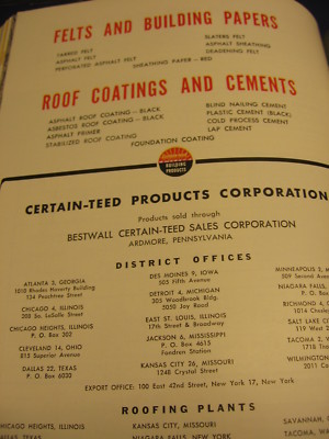 1957 Certain-Teed Roofing & Siding Catalog Asbestos CertainTeed Bestwall Sales