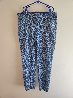 Old Navy The Diva Mid-Rise Pixie Straight Leg Pants Size 10- Blue White Floral