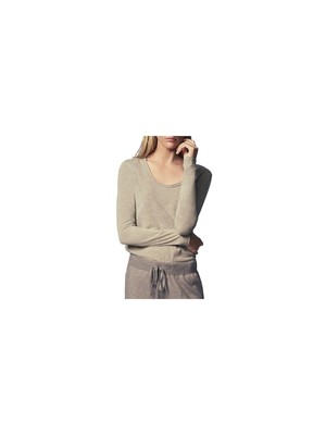 Женская коричневая стрейч-футболка B NEW YORK Womens с длинным рукавом и круглым вырезом XS