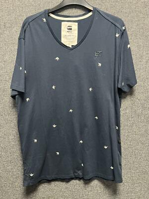 G-Star Raw Asterisks V-Neck Short Sleeve Tee Navy Blue Medium TD023 TT 12