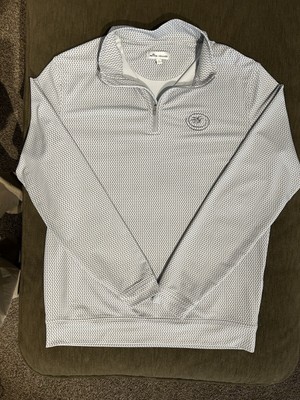 Peter Millar Men s Performance Pullover Small Grey Bird Pattern With Logo