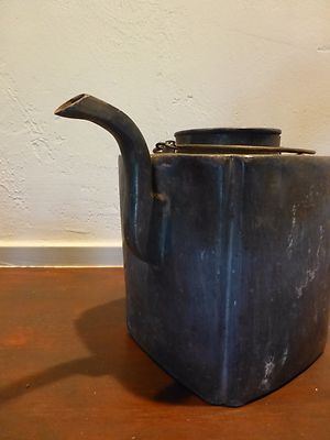 Excellent Antique chinese pewter teapot, details, heavy - locate