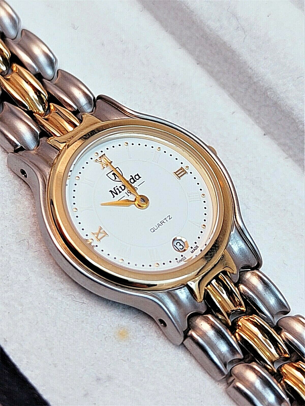 Vintage NIVADA Women's Quartz Watch, Two Tone Bracelet Vintage NIVADA Women's Quartz Watch, Two Tone Bracelet