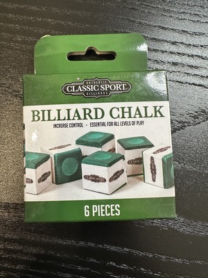 Classic Sport Billiard Chalk - 6-Pack, Pre-Hollowed to Fit Cue Tips