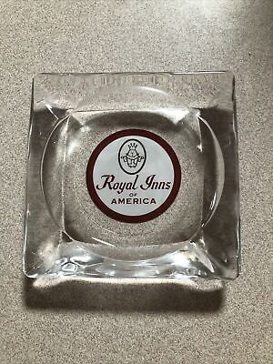 Royal Inns of America Inc Clear Glass Advertising Ashtray Hotels Motels Vintage