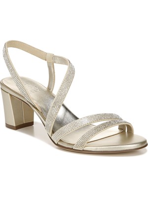 

NATURALIZER Женские босоножки без шнуровки Vanessa 2 с открытым носком и блочным каблуком с золотыми ремешками, Золотой, G8501F2