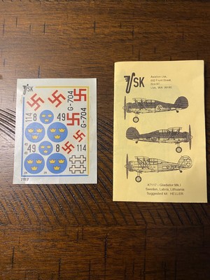 1/72 Aviation Usk 7117 Decals Gladiator Mk1 Sweden, Latvia, Lithuania 22G1