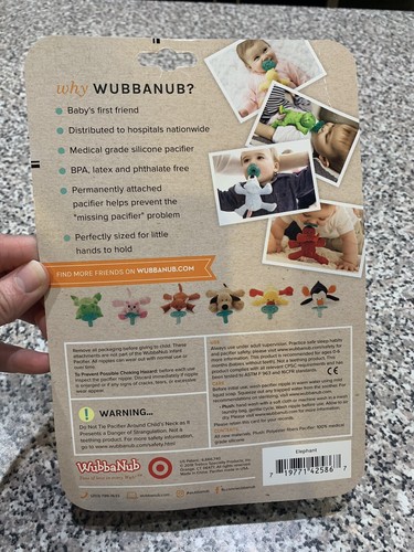 NEW! Wubbanub ELEPHANT Infant Baby Soothie Pacifier Binky - FREE SHIPPING