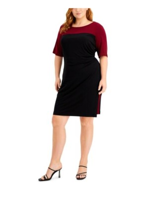 

CONNECTED APPAREL Женское бордовое платье с юбкой и рукавами до локтя Plus, Burgundy