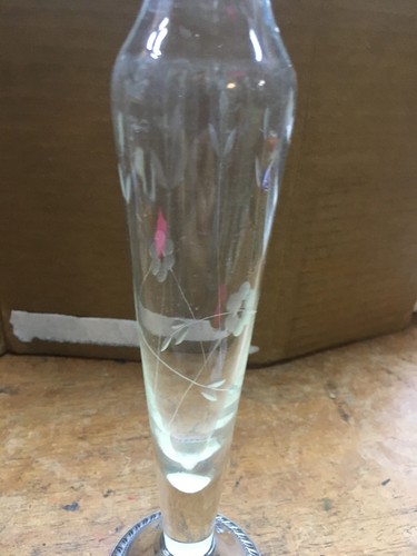 Sterling Silver Cut Glass Bud Vase