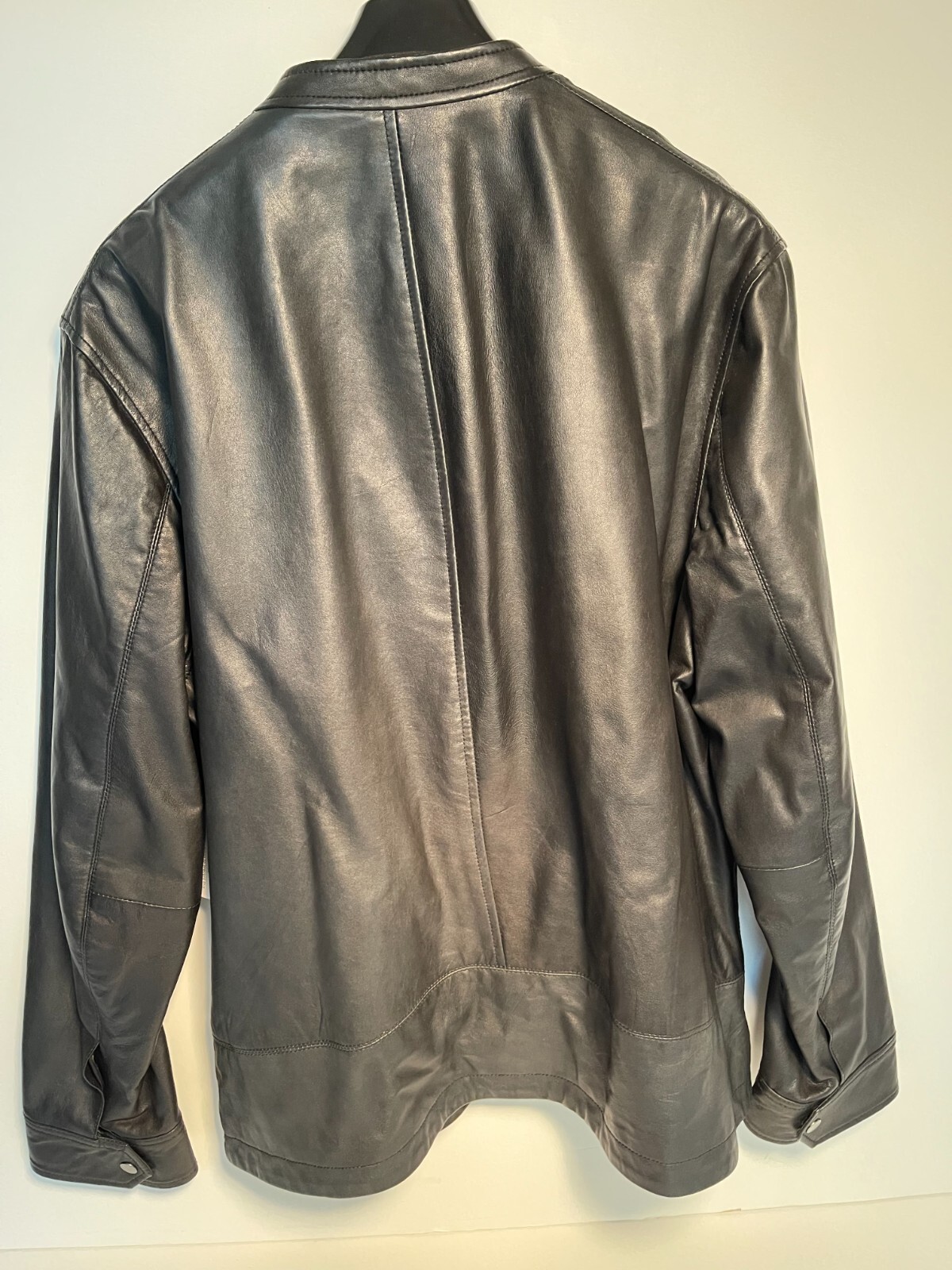 Pre-owned Tasso Elba Mens Leather Cafe Racer Jacket - Xl - Black - W/tags