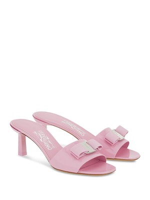 Женские розовые босоножки FERRAGAMO Glo 55 с открытым блочным каблуком, без застежки, на кожаном каблуке 8,5 C