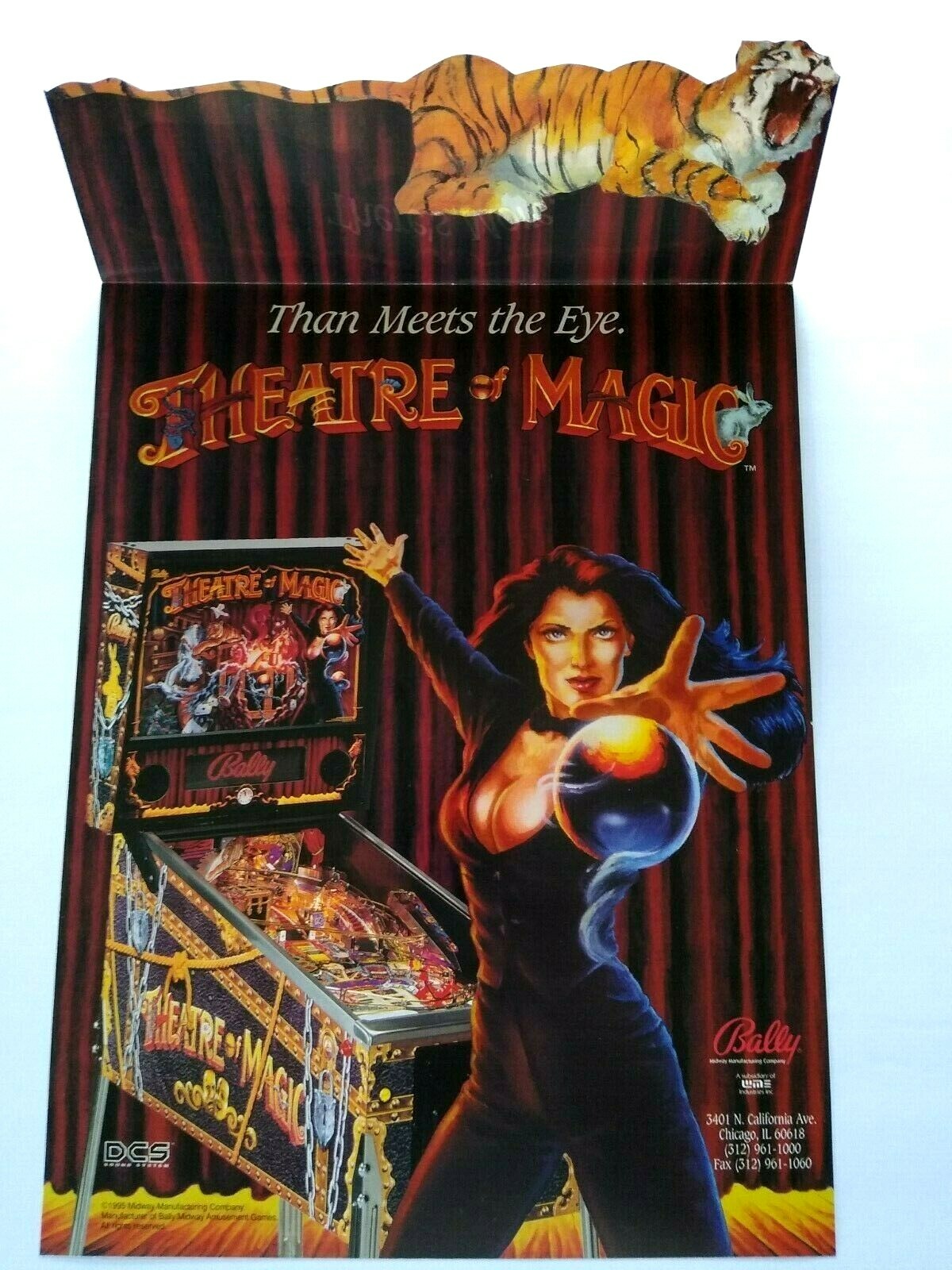 Theatre Of Magic Pinball FLYER Magician Theme Game Art Original NOS 1995 Vintage Theatre Of Magic Pinball FLYER Magician Theme Game Art Original NOS 1995 Vintage