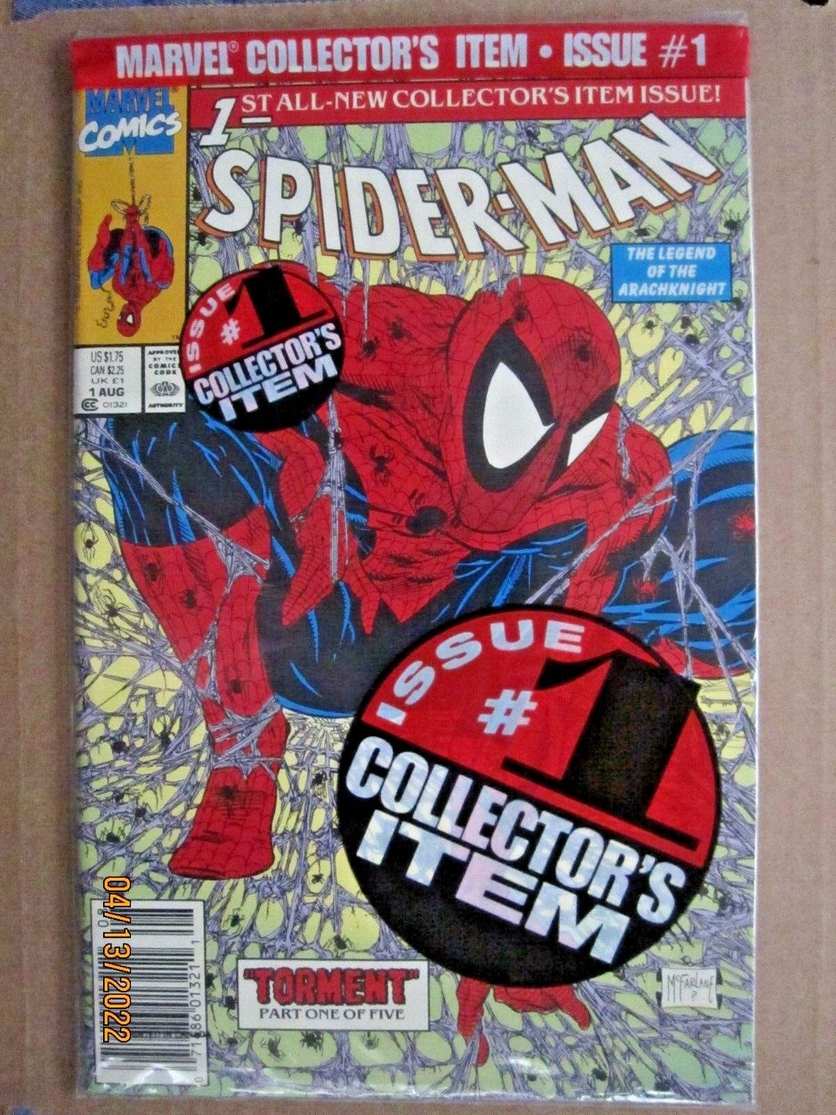 1990 MARVEL COMICS SPIDER-MAN #1 GREEN UPC LOGO MCFARLANE