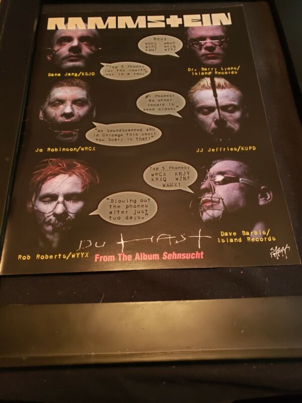 Rammstein Du Hast Rare Original Radio Promo Poster Ad Framed! #4