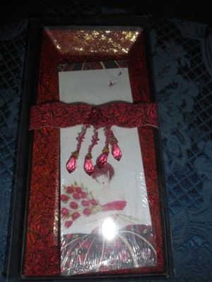 NEW LA ROUGE PICTURA PREMIERE COLLECTION NOTE PAD AND HARD TRAY LACQUAR RED NEW