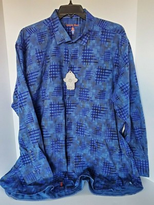 VISCONTI BLACK SHIRT MEN'S BLUE LONG SLEEVE BUTTON DOWN SHIRT Sz SMALL NWT $120