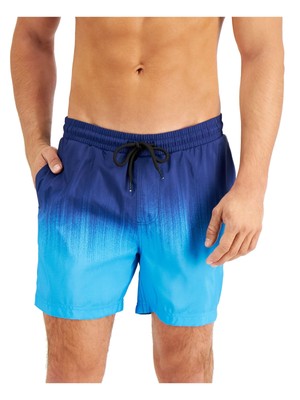 INC Mens Blue Drawstring, Ombre Classic Fit Quick-Dry Swim Trunks XXL